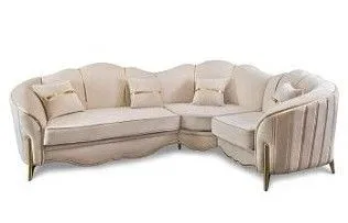 Диван Лара угловой 2-у-1 бежевый золото