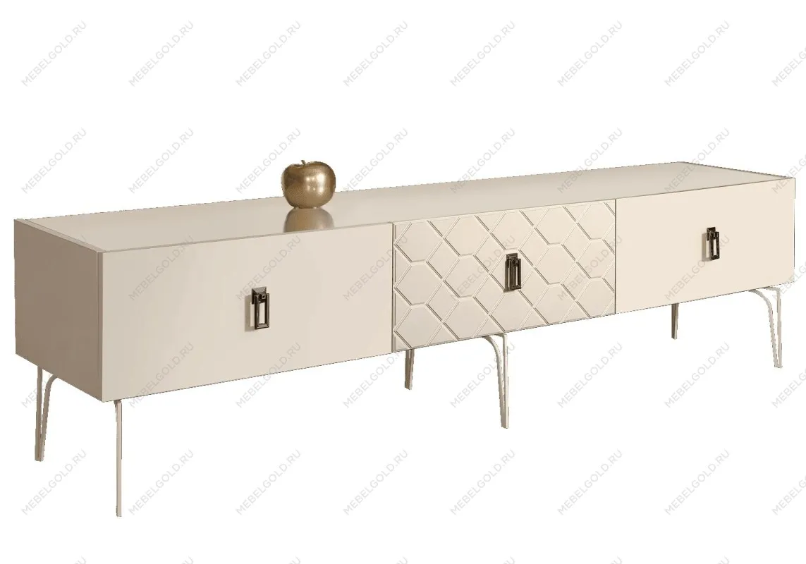 Тумба под телевизор 2.1м Bogemia Farfalle (Слоновая кость) (Lakobel/Черный) БМТ-2(Fa)[10]