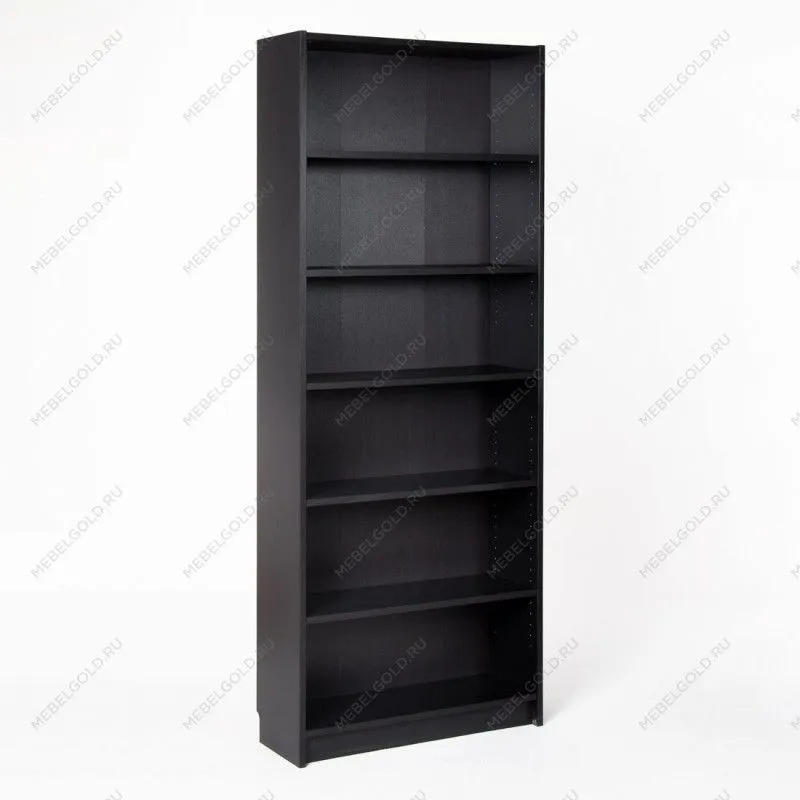 Стеллаж Варма, 6 полок, 78х198х28 см, шпон ясень, черный