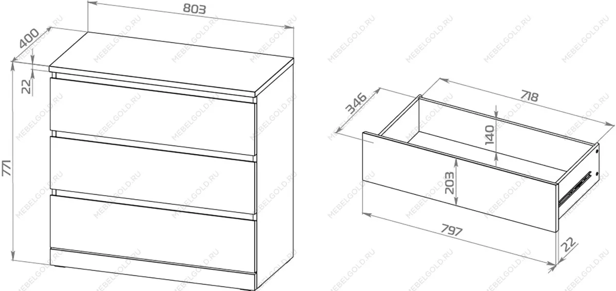 Комод Варма, 3 ящика, 80х78х40 см, эмаль белая | изображение 14