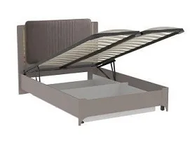 Кровать 1400 NEW (велюр) с подъемным механизмом, Сиде (1492*2082*1200) Мокко