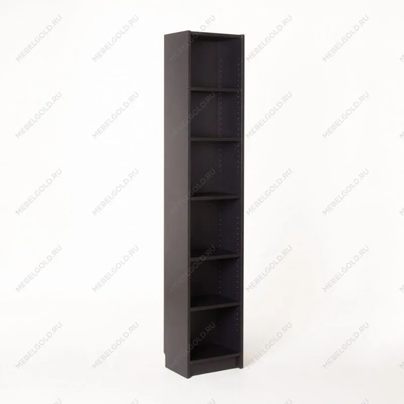 Стеллаж Варма, 6 полок, 38х198х28 см, шпон ясень, черный