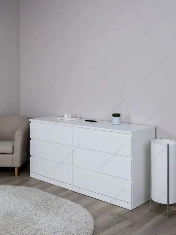 Комод Варма Прайм, 6 ящиков, горизонтальный, 160х77х48 см, эмаль, белый | изображение 2