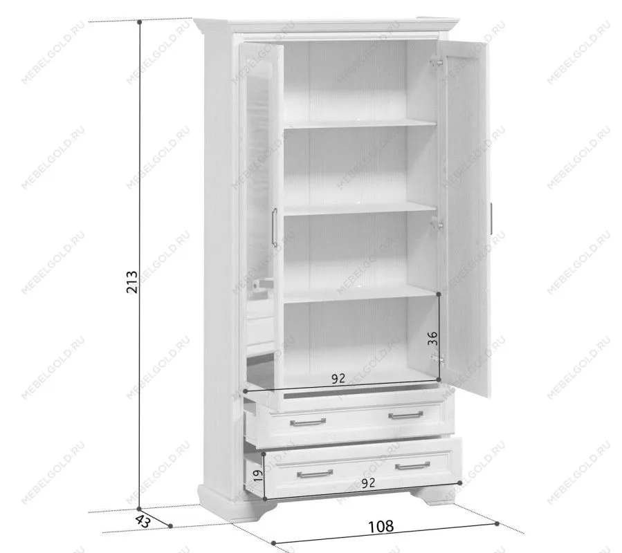 Шкаф-витрина Стилиус REG2W2S с подсветкой (Лиственница сибирская) | изображение 3
