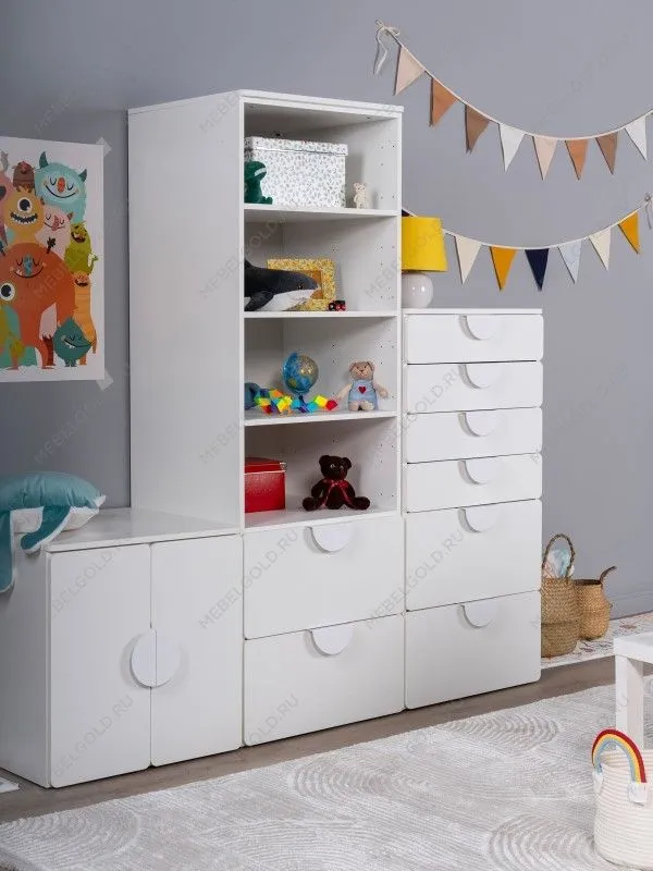 Стеллаж Пикси, с двумя выдвижными ящиками 60x57x180, белый (робкий подснежник) | изображение 5