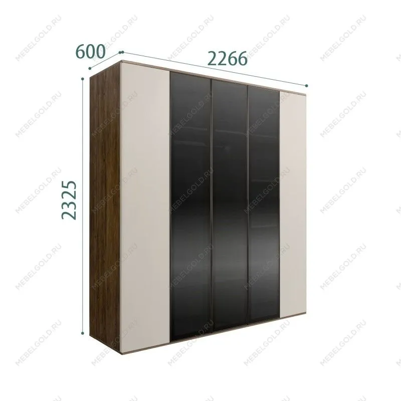 Шкаф 5-ти дв. Bogemia Woodline Air (Шелк/Черный) БМШ2/5(3)