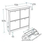 Обувница Сага с 4 откидными ящиками 113х108 темно-бирюзовая-ясень | изображение 9