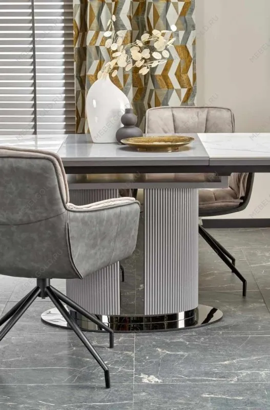 Стол обеденный Halmar DANCAN раскладной (белый мрамор/серый/черный) | изображение 5