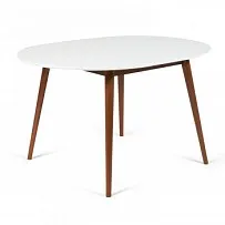 Стол круглый раскладной обеденный BOSCO (Боско) Белый + Коричневый