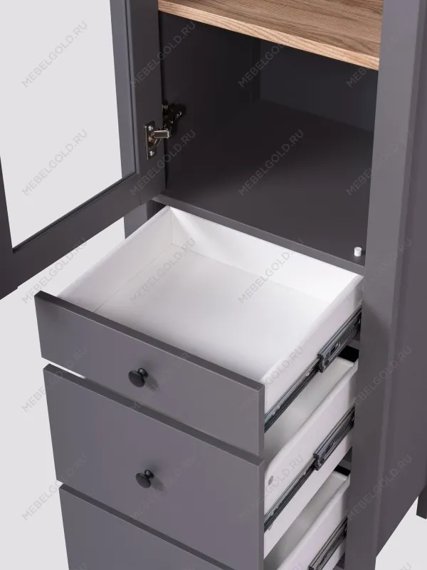 Шкаф с витриной Сага, 50х41х215 см, серый/ясень | изображение 4