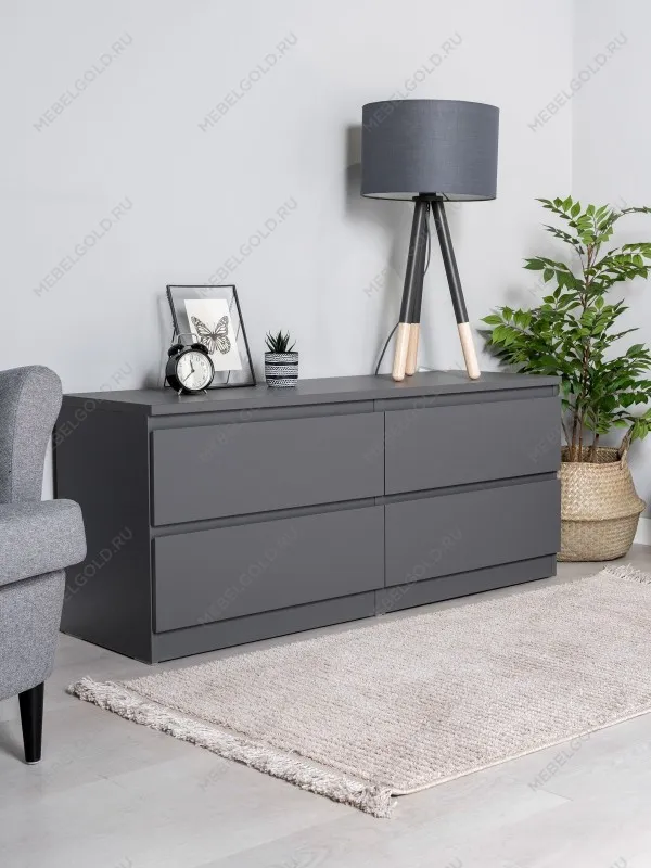 Тумба для ТВ Кастор, 4 ящика, 130х40х54 см, серая | изображение 2