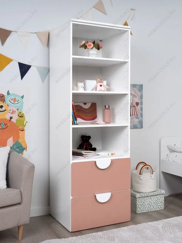 Стеллаж Пикси, с двумя выдвижными ящиками 60x57x180, мечтательный пион | изображение 1