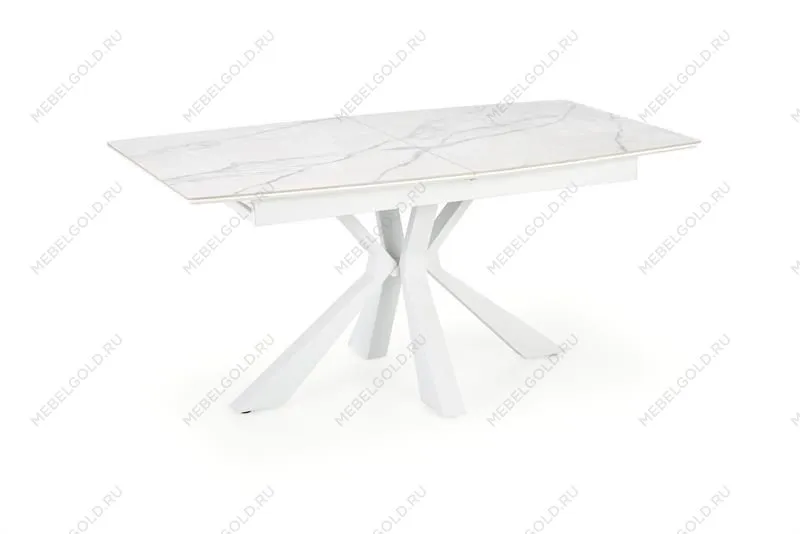 Стол обеденный Halmar VIVALDI 160 раскладной (белый мрамор/белый) | изображение 1