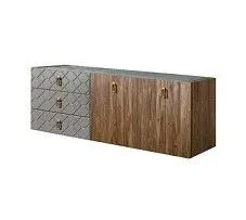 Комод 1.6м Bogemia Fly Wood Fa (Серый) (Novabuk/Золото) БМКМ-4