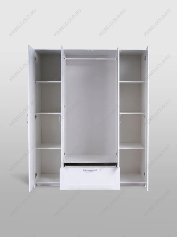 Шкаф Сириус, 4 двери и 1 ящик с зеркалами, 156х50х190 см, белый | изображение 8