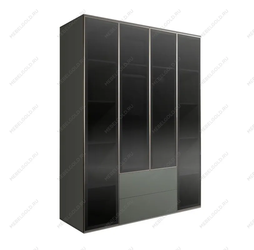 Шкаф 4-х дв. с ящиками Bogemia Air (Серый/Серебро) БМШ2/42(4)