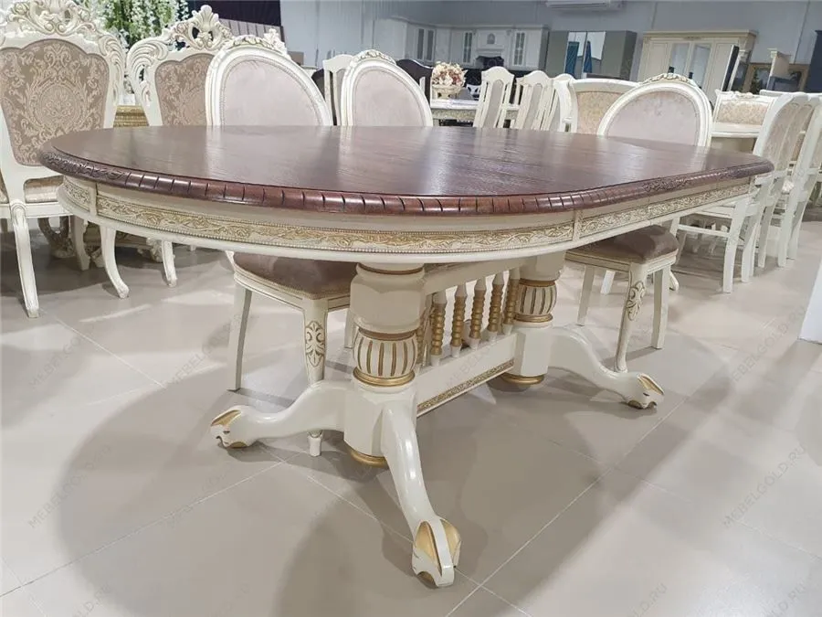 Стол Азия стол (комбинированый/подстолье 1013+патина золото/столешница т. орех) | изображение 1