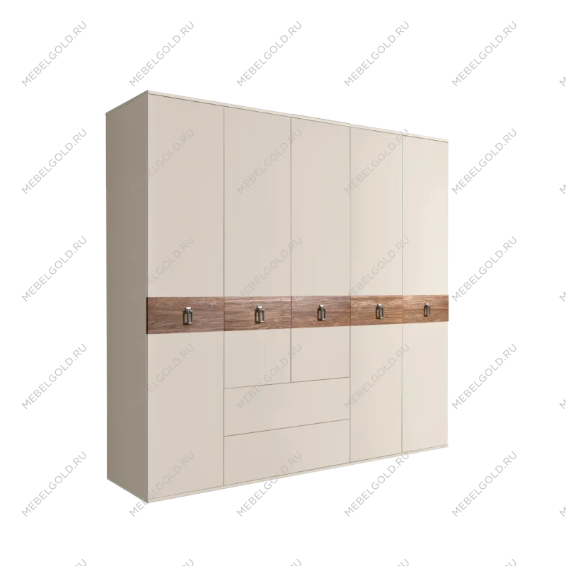 Шкаф 5-ти дверный с ящиками, Bogemia Wood Fa (Слоновая кость/Хром) БМШ2/51(Wo)