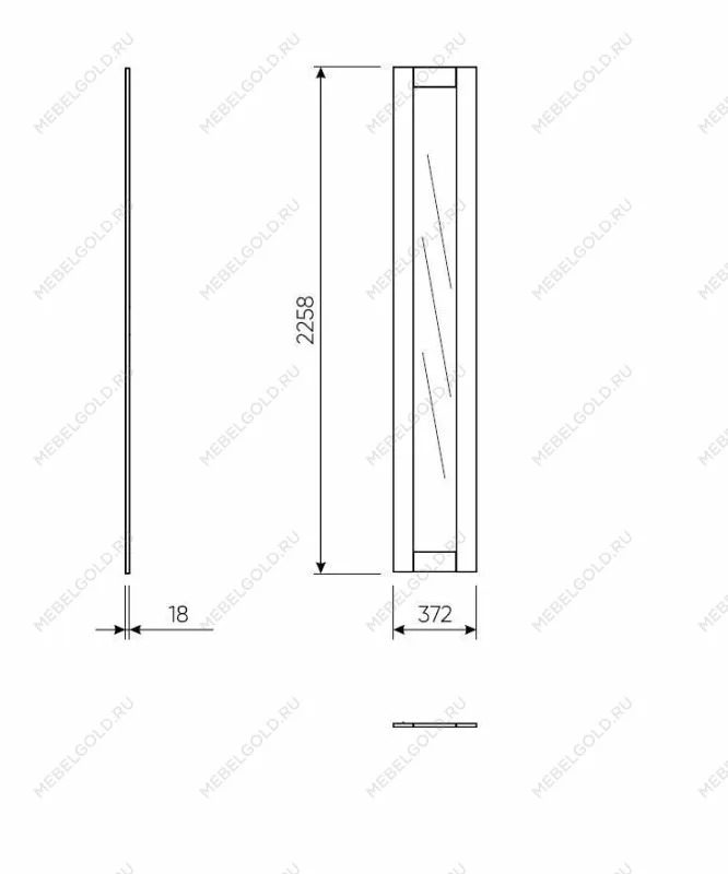 Комплект дверей для шкафа МАКС, 75 см, с зеркалом, серый | изображение 1