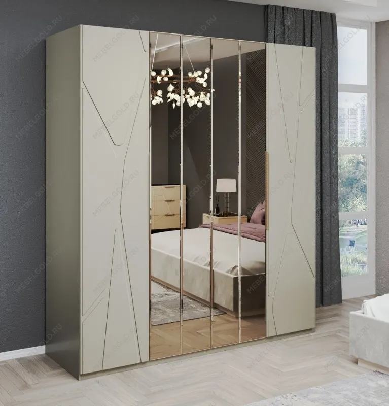 Шкаф Лейла 4-дверный светло серый камень | изображение 1