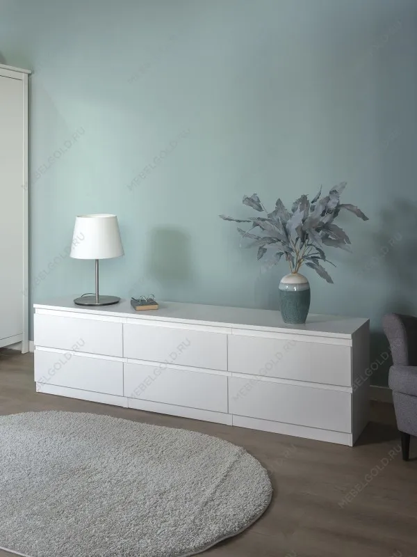 Тумба для ТВ Кастор, 6 ящиков, 194х40х54 см, белая | изображение 1