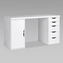 Стол письменный Ингар, с дверцей и 5 ящиками, 140x75x55, белый