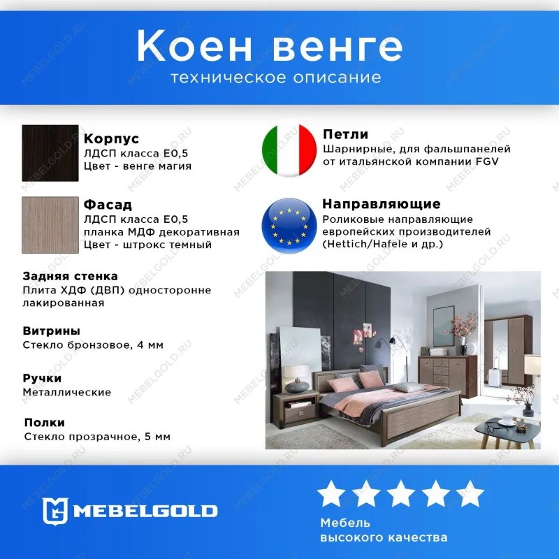 Спальня Коен Венге/Штрокс 2 | изображение 1