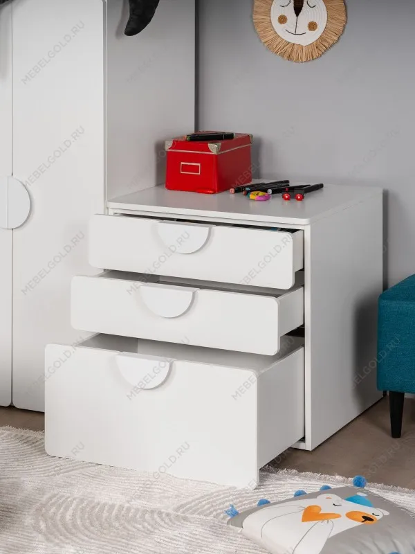 Комод Пикси, 3 ящика 60x57x60, белый (робкий подснежник) | изображение 2