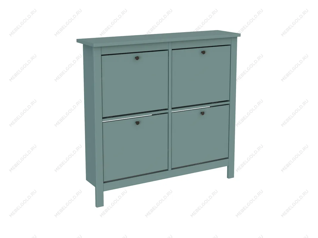 Обувница Сага с 4 откидными ящиками 113х108 темно-бирюзовая