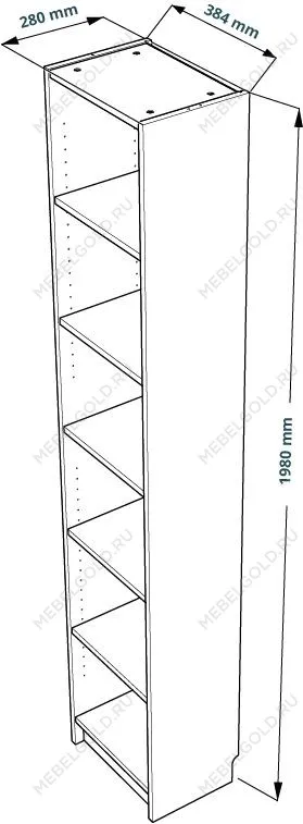 Стеллаж Варма, 6 полок, 38х198х28 см, белый | изображение 9