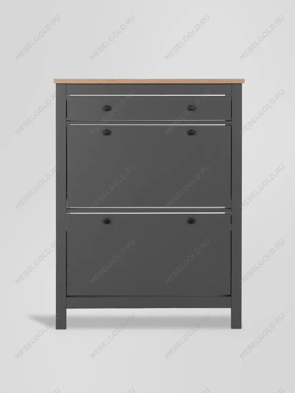 Обувница Сага с 2 откидными ящиками 92х122 серая-ясень | изображение 8