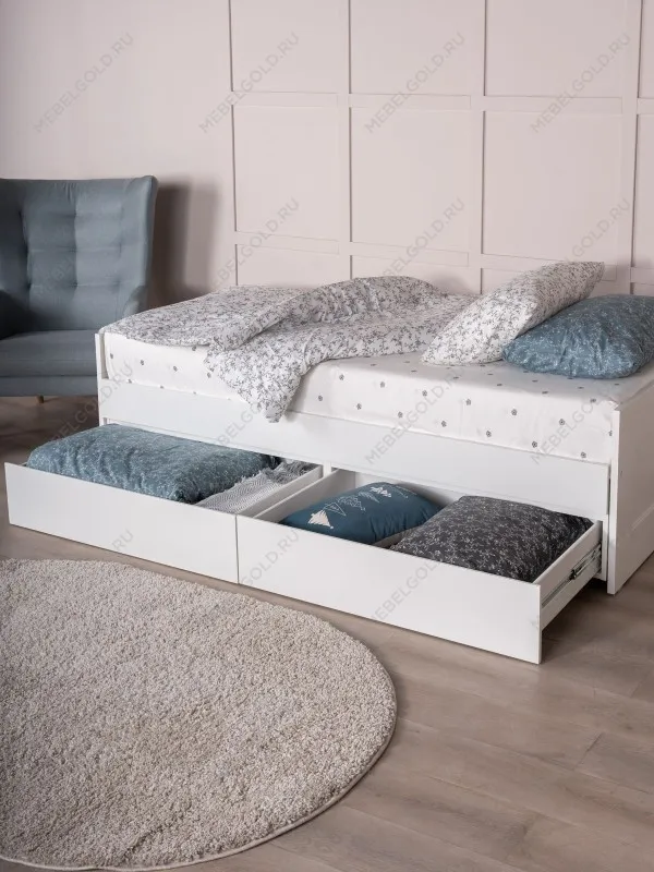 Кровать раздвижная Сириус, с ящиками, 80х200/160х200 см, белая | изображение 3