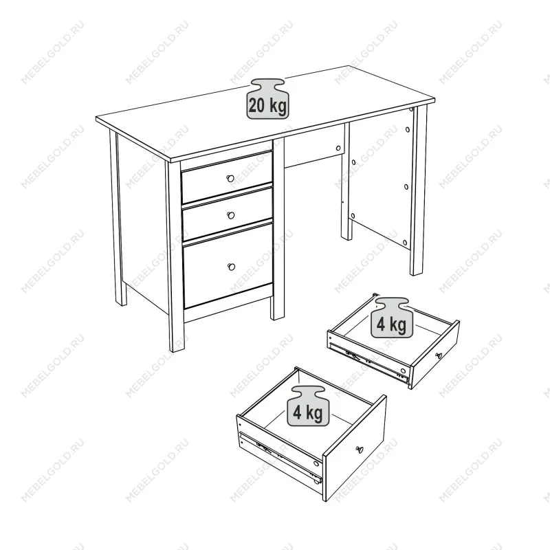 Стол письменный Сага, 120х56, белый | изображение 11