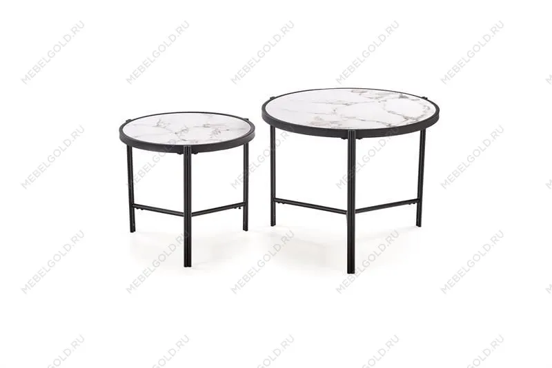 Комплект Halmar FATIMA (2 стола журнальных) (белый мрамор/черный) | изображение 6