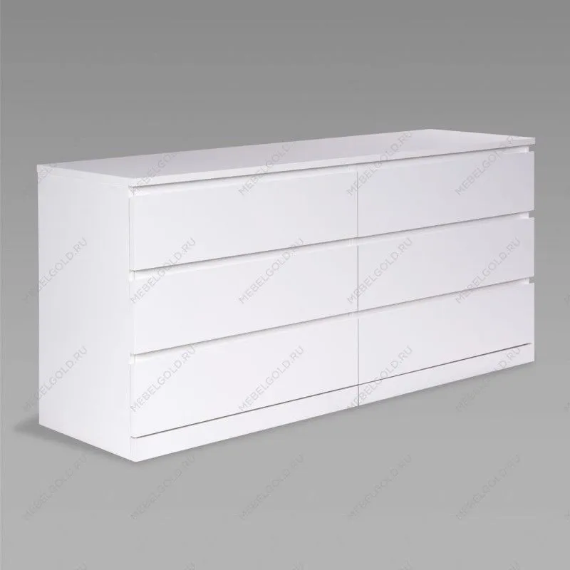 Комод Варма Прайм, 6 ящиков, горизонтальный, 160х77х48 см, эмаль, белый