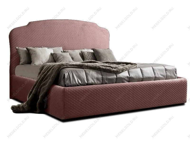 Кровать Римини 1,6 м, с подъемным механизмом (пепельно-розовый), РМКР-1[3], стеганые царги