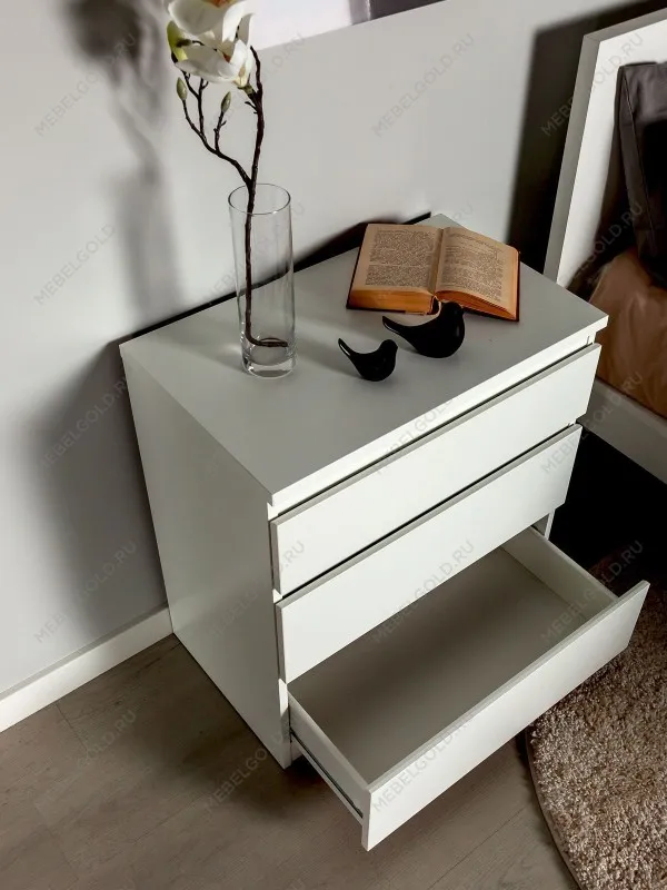 Комод Кастор, 3 ящика, 65х40х71 см, белый | изображение 2