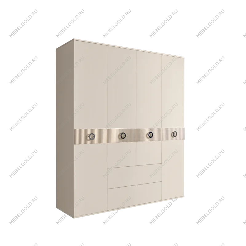 Шкаф 4-х дверный с ящиками, Bogemia Fillini (Слоновая кость/Хром) БМШ2/41(Fi)