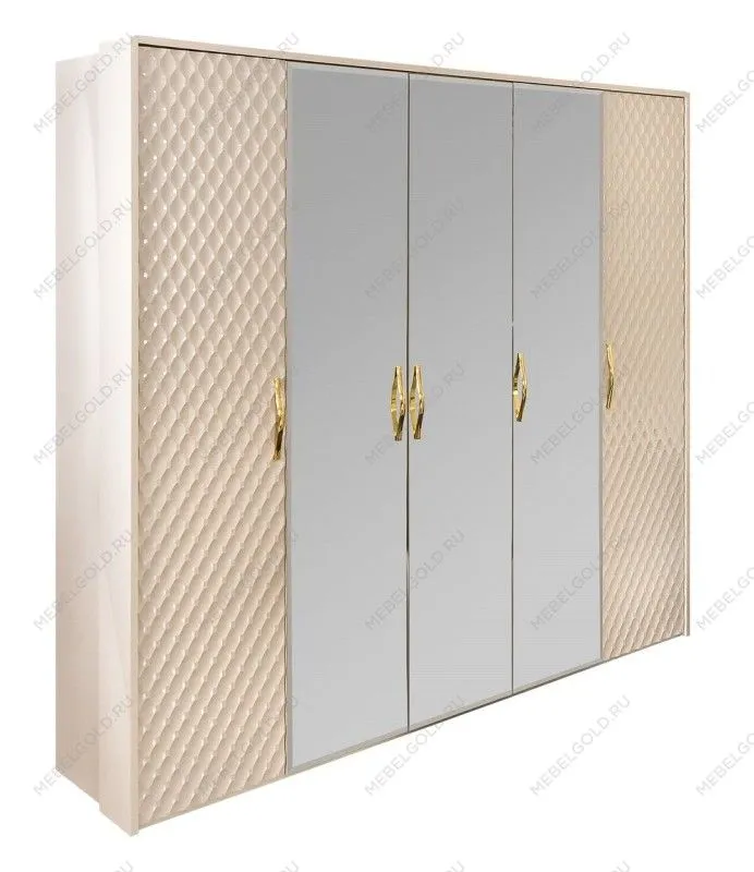 Шкаф Лара 5-дверный бежевый глянец