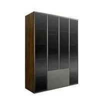 Шкаф 4-х дв. с ящиками Bogemia Woodline Air (Серый/Серебро) БМШ2/42(4)