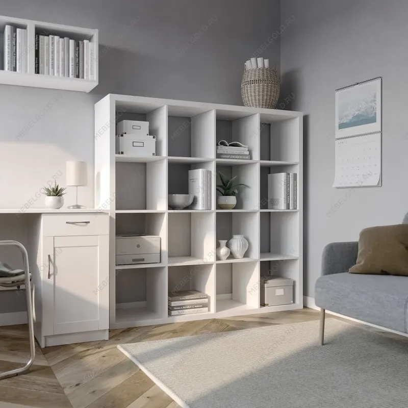 Стеллаж Фора, 16 полок, 147x147х38 см, белый | изображение 3