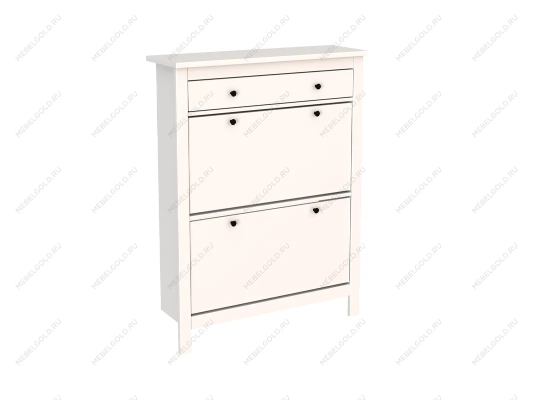 Обувница Сага с 2 откидными ящиками 92х122 белая