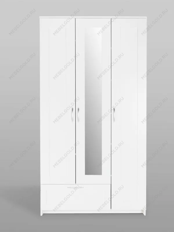 Шкаф Сириус, 3 двери и 1 ящик с зеркалом, 117х59х220 см, белый | изображение 8