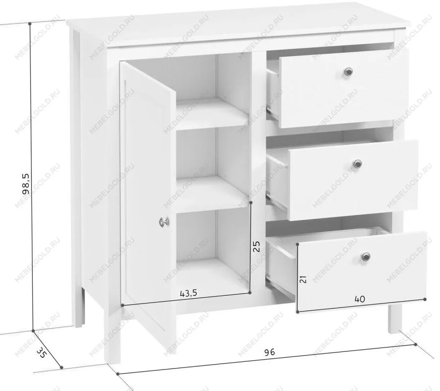Тумба Ева (Хельга) KOM1D3S/95 белый | изображение 3