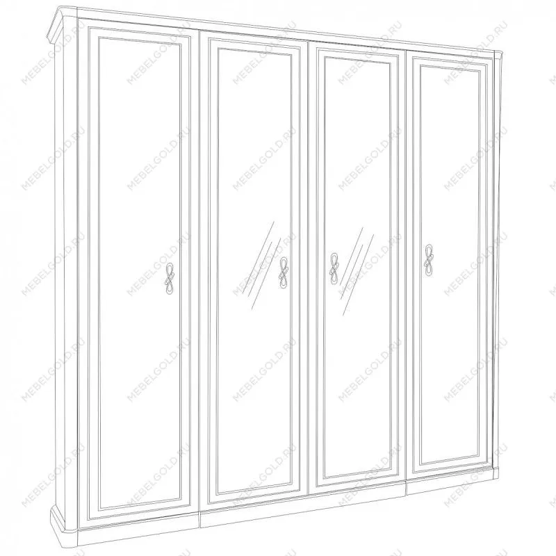 Шкаф Мишель 4-дверный (1+2+1) с зеркалом белый матовый | изображение 2