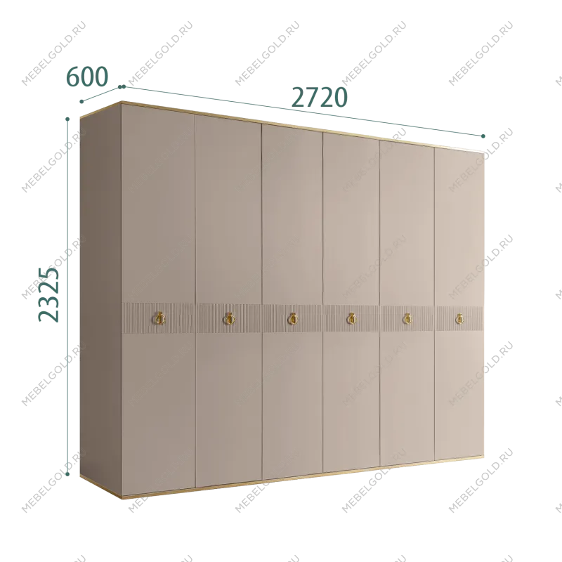 Шкаф 6-ти дверный Римини СОЛО (Мокка/Золото) РМШ2/6(s)