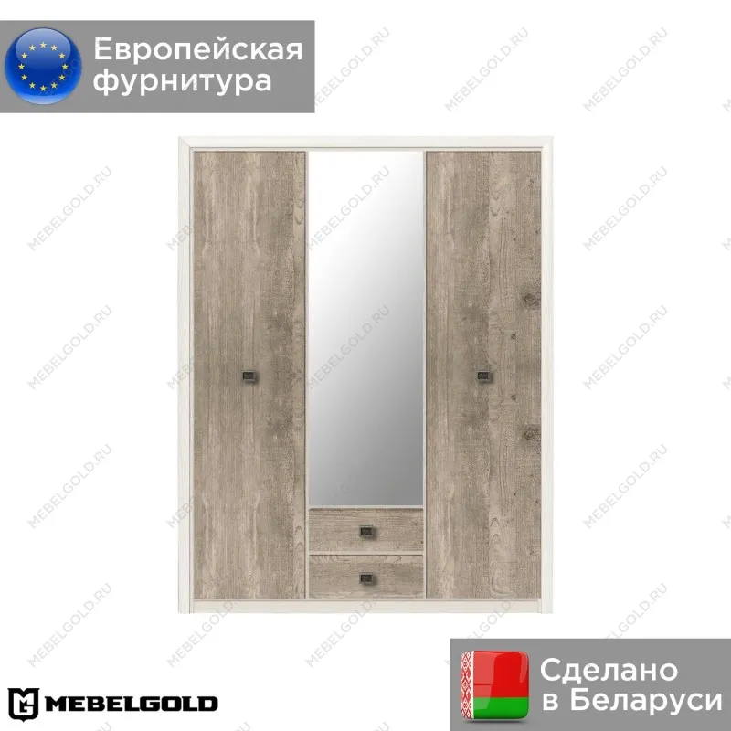Шкаф платяной Коен SZF3D2S ясень снежный | изображение 1