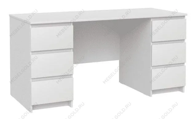 Стол письменный Кастор, 6 ящиков, 151х65х75 см, белый