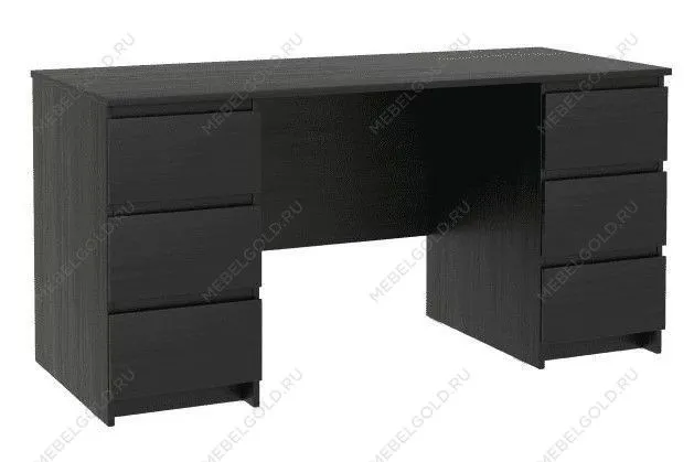 Стол письменный Кастор, 6 ящиков, 151х65х75 см, черный, дуб венге