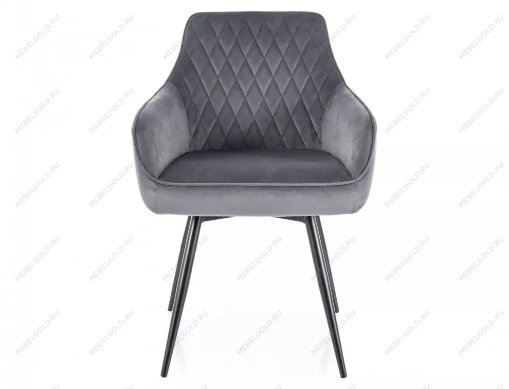 Стул кухонный Signal MARLO Velvet Bluvel 14 поворотный (серый/черный) | изображение 1